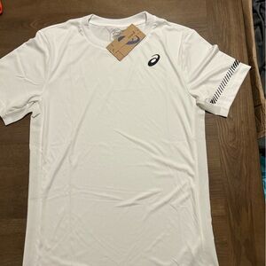 ASICS white short sleeve running shirt #running